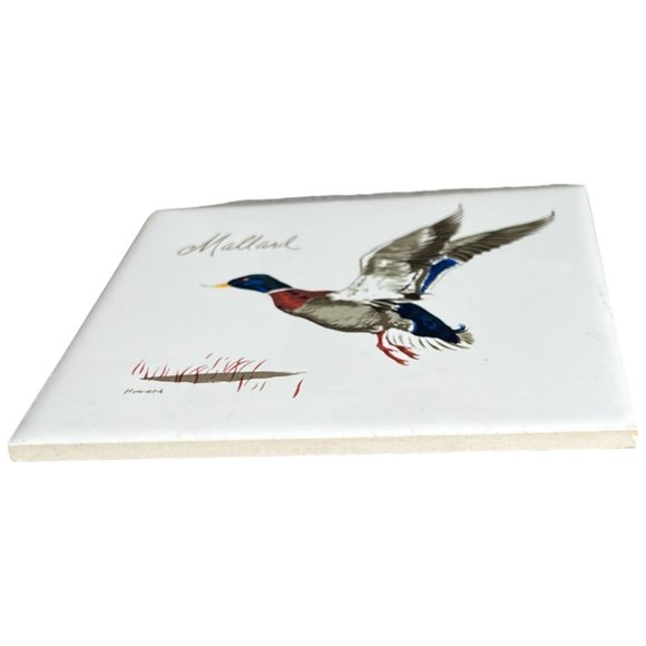 Vtg SCREENCRAFT Mallard TRIVET / WALL HANGING Artist P. Howard Ceramic 6" sq - Picture 4 of 11